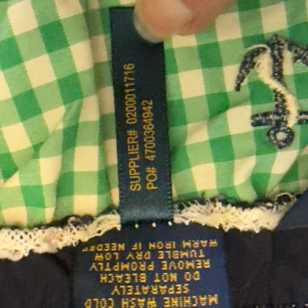 Polo Ralph Lauren Mens XL‎ Swim Trunks Green Gingham Anchor Embroidered Shorts
